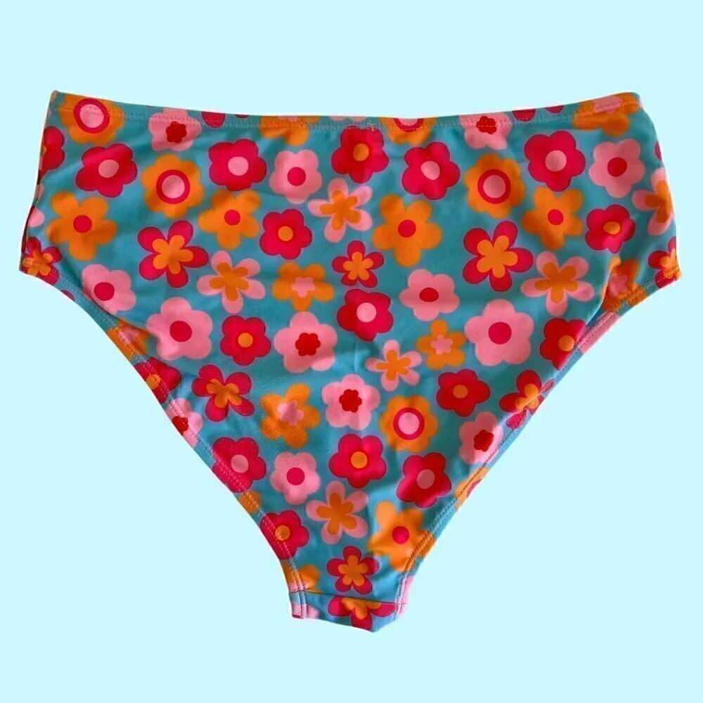 Caitlin M. Conviction X Pink Lily Retro High Waisted Bikini Swimsuit Bottoms